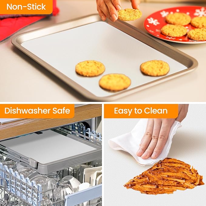 Best German Silicone Baking Mat Roll Cut to Size+3Pack Oven Liners for Bottom of Oven