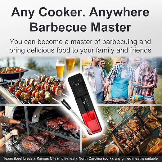 Meat Thermometer, Digital Bluetooth 500FT Wireless, Probe Lasts Up to 16 Hours, Dishwasher Safe, for BBQ/Oven/Grill/Kitchen/Smoker/Outside