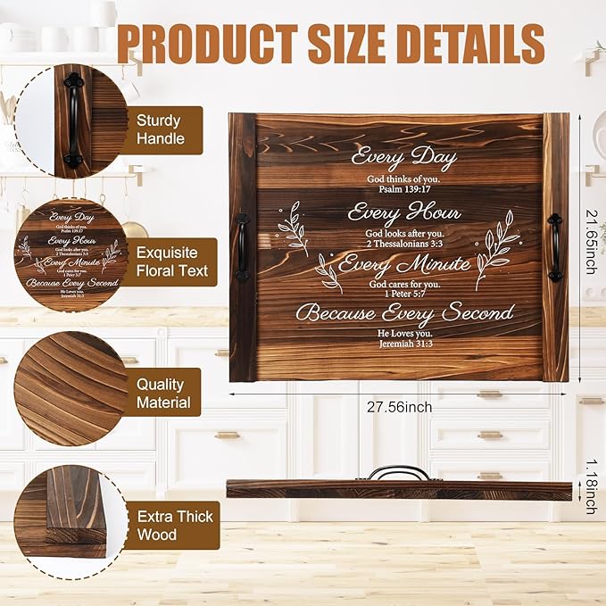 Patelai Noodle Board Stove Wooden Cover Stove Top Cutting Board with Handles 27.5 X 21.6 Inches Sink Cover for Electric Gas Burners Kitchen Counter Space(Christian Style)