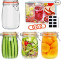 32 oz Wide Mouth Mason Jars with Airtight Hinged Lids, Large Glass Jar with Lid for Pickling, Fermentation, Canning, Food Storage – Set of 4 Glass Storage Containers