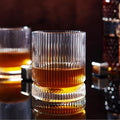 Vintage Whiskey Glasses Set of 4, 12 oz Crystal, Luxury Gift Box | Old fashioned, ribbed design, gift-ready box, birthday, Father's Day, Christmas, gifts for men, home barware