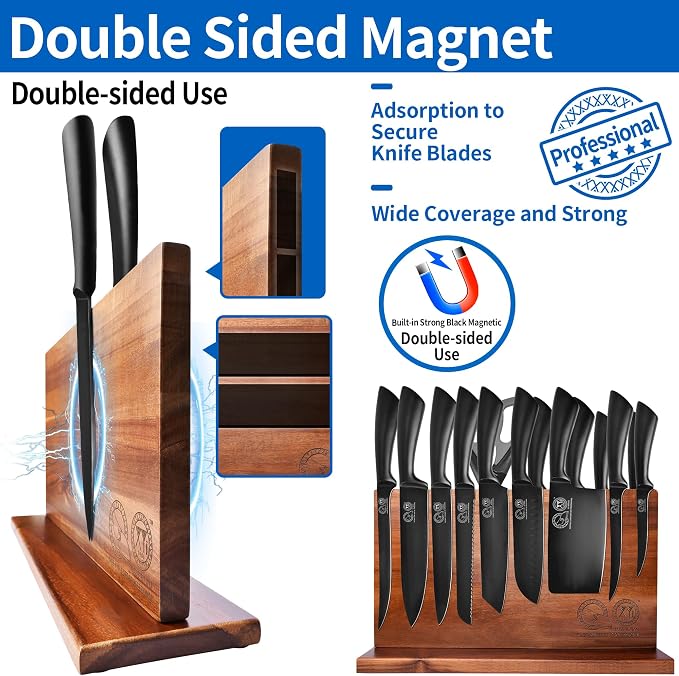 XYJ Professional Knife Sets for Master Chefs,Meat Cleaver Butcher for Camping,Chef Knife Set with Magnetic Knife Block,Stainless Steel Kitchen Knives Tools Kit