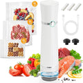 Vacuum Sealer for Food with 30 Reusable Vacuum Bags, Automatic Pressure Detection, Handheld Vacuum Sealer, Portable & Compact, White