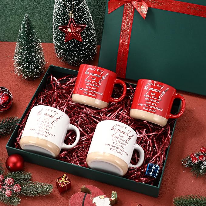 Didaey 10 Pcs Thank You Mugs Bulk Gifts 13 oz Inspirational Ceramic Coffee Mugs May You Be Proud of Appreciation Gift for Teacher Nurse Employee Office Staff Coworker, 2 Colors
