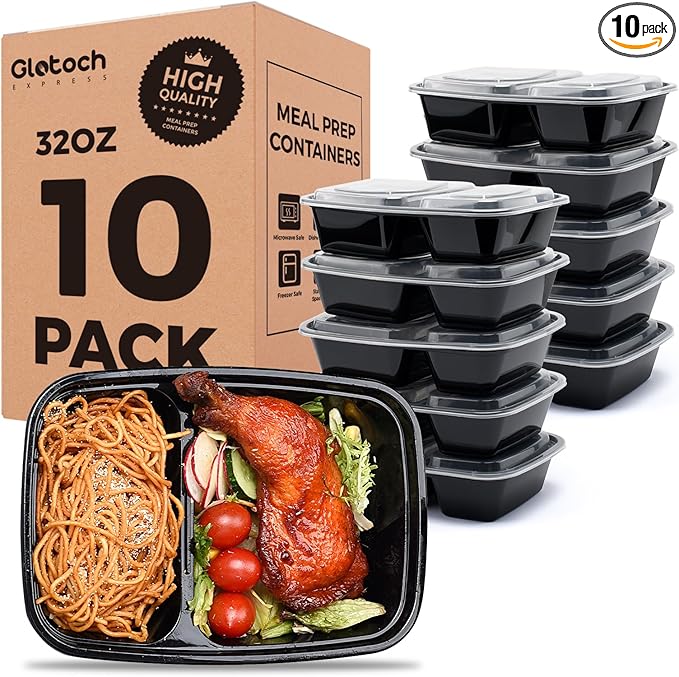 Glotoch 10 Pack 32OZ Meal Prep Containers Reusable Microwave Safe,Extra Large &Thick Food Storage Containers With Lids, Durable Bento Boxes BPA-free, Stackable, Dishwasher/Freezer Safe