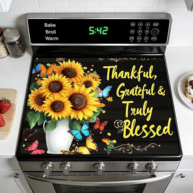 Stove Top Covers for Electric Stove: Heat Resistant Protector Glass Stove Top Expands Counter Space, Stylish Kitchen Decor (G254876)
