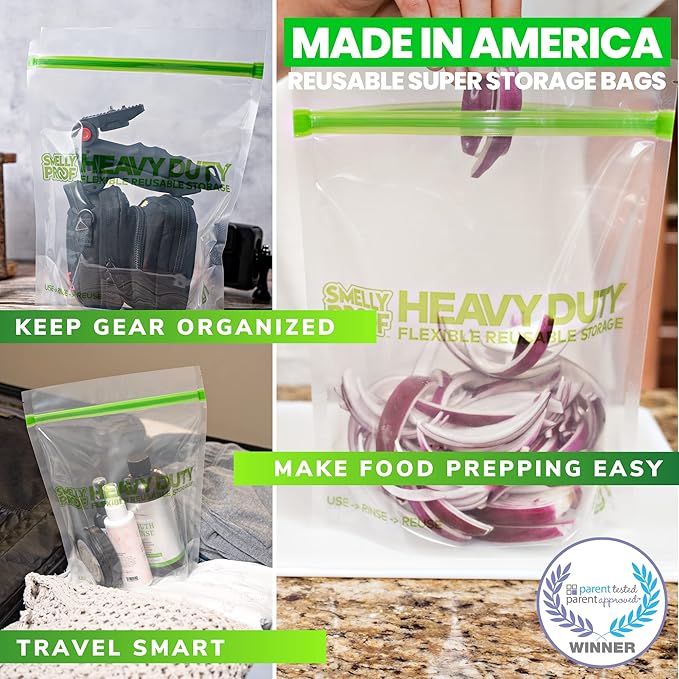 SMELLY PROOF Reusable Clear Odor-Proof Storage Bags - 10-Pack Bundle - Extra Large (12" x 16") & Large (10" x 8.5") - Barrier Technology - Made in the USA