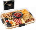 Renmxj Carbonized Charcuterie Board with Clear Lid, Portable Cheese Board Charcuterie Boxes Cutting Boards for Kitchen, House Warming Gifts New Home, Gifts for Women (Carbonized Bamboo, 1 Compartment)
