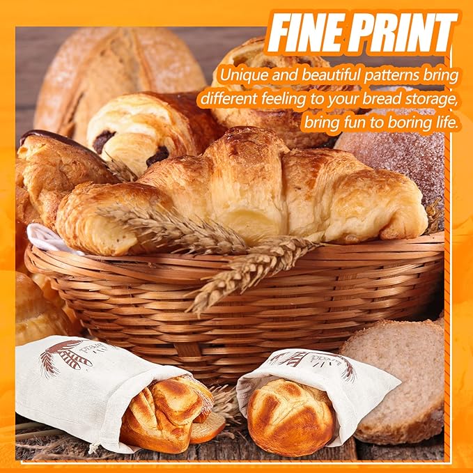 Dunzy 20 Pcs Linen Bread Bag for Homemade Bread Reusable 2 Sizes 10" x 12" and 11" x 17" Unbleached Container Drawstring Natural Bags Storage for Food Baking Kitchen Sandwich Bakery Picnic Wedding