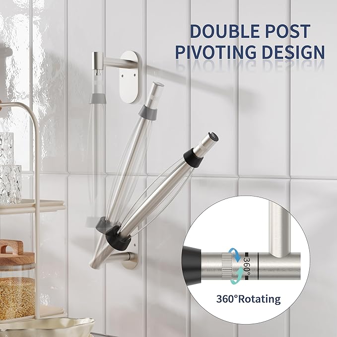 Paper Towel Holder Under Cabinet, Single Hand Operable Roll Holder with Damping Effect,Self-Adhesive or Drilled SUS304 Stainless Steel for Kitchen Bathroom,Brushed Nickel