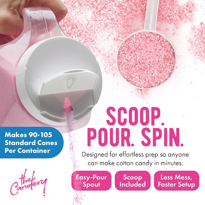 The Candery Cotton Candy Floss Sugar (3-Pack) Includes 100 Premium Cones (3-Pack 46oz with 100 Cones)