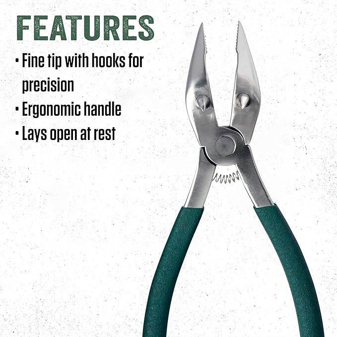 LEM Products SilverSkin Pliers, Pliers for Meat and Game, Stainless Steel, Green