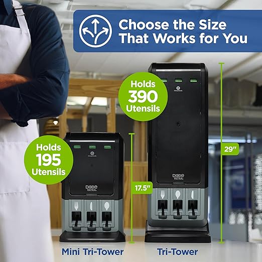 DIXIE ULTRA® SMARTSTOCK® MINI TRI-TOWER CUTLERY DISPENSER BY GP PRO (GEORGIA-PACIFIC), SERIES-T, BLACK, DUSSTDSP3MINI