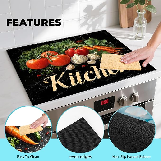 Stove Top Covers for Electric Stove, Heat-Resistant Glass Stove Top Cover Protector, Induction Cooktop Protector Mat for Kitchen 28.3 x 20.5 inches