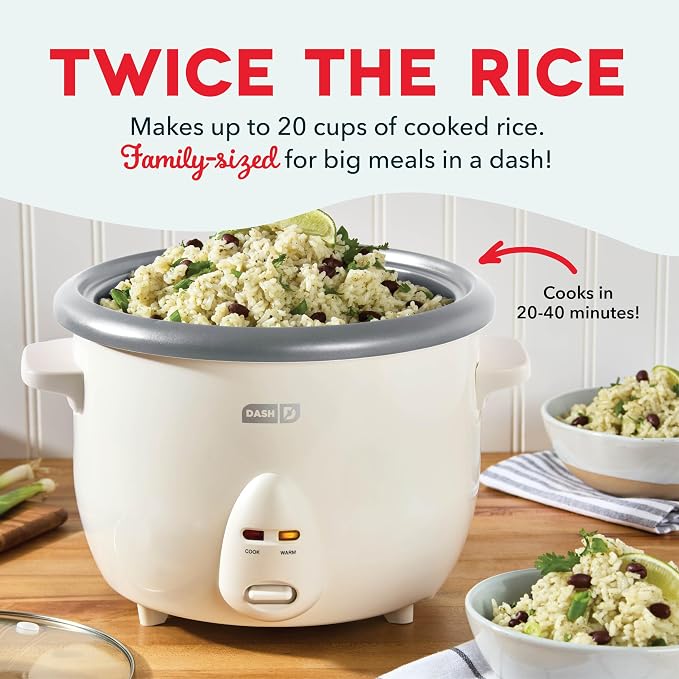 Dash Family Sized Rice Cooker - Large-Capacity Rice Cooker - Features Ceramic, Nonstick Surface & Keep Warm Function - Great for Convenient Meal Prep & Family Meals - 20 Cups Cooked / 10 Cups Uncooked