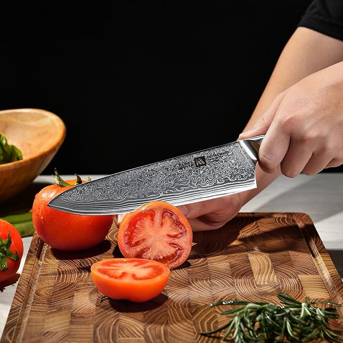 Klaus Meyer Empira 5 Piece Damascus Kitchen Knife Set With Magnetic Block | VG-10 Damascus Steel, Full Tang, Ultra Sharpness, Ergonomic ABS Handle, Strong Magnetic Block, Ideal Gift For Passionate Chef
