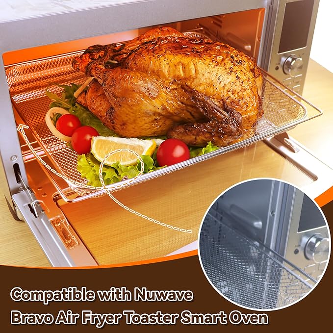 Air Fryer Accessories Compatible with Nuwave Bravo Air Fryer Toaster, Baking Set with Air Fryer Basket Baking Pan Parchment Paper Disposable Airfryer Liner