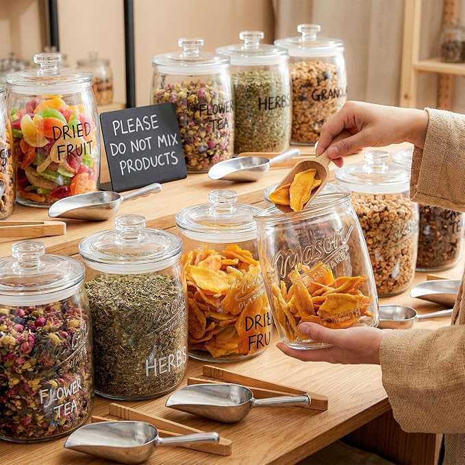 2 Pack Cookie Jar, 1/2 Gallon Glass Storage Containers with Airtight Lids, Wide Mouth Food Jars & Canisters for Kitchen, Pantry, Apothecary, Flour, Sugar, Sourdough Starter, Dog Treat, Half Gallon