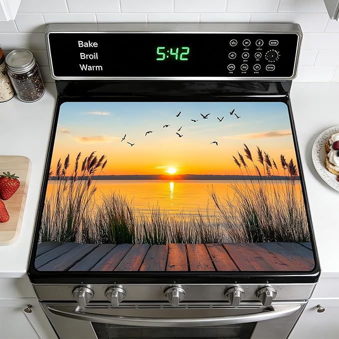 Stove Top Covers for Electric Stove: Heat Resistant Protector Glass Stove Top Expands Counter Space, Stylish Kitchen Decor (G255175)