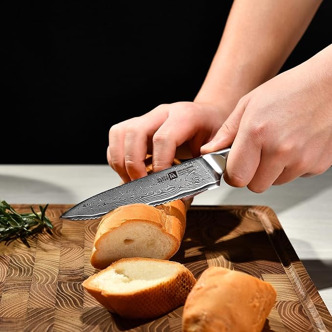 Klaus Meyer Empira 5 Piece Damascus Kitchen Knife Set With Magnetic Block | VG-10 Damascus Steel, Full Tang, Ultra Sharpness, Ergonomic ABS Handle, Strong Magnetic Block, Ideal Gift For Passionate Chef