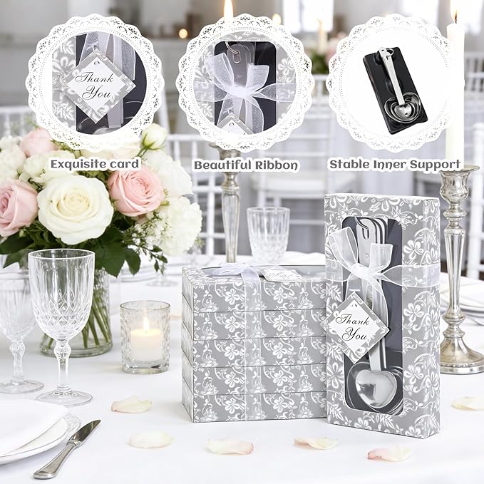 50 Packs Heart Shaped Measuring Spoons, Stainless Steel Measure Spoons Set, Baby Shower Favors For Guests Bridal Shower Party Or Wedding Favors Decorations With Individual Gift Boxes