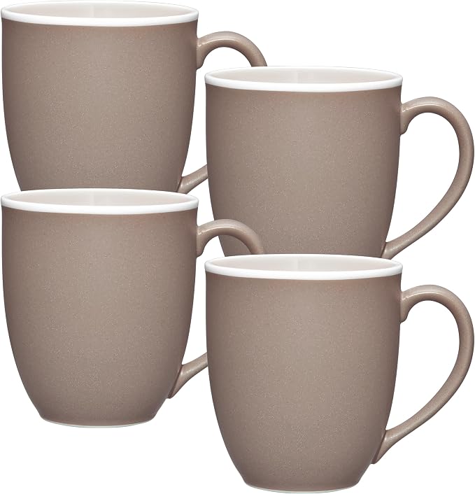 Noritake ColorTrio Clay Set of 4 Coupe Porcelain Mugs, 12 oz.
