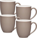 Noritake ColorTrio Clay Set of 4 Coupe Porcelain Mugs, 12 oz.
