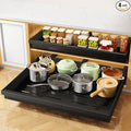 Pull out Cabinet Organizer, 4-Pack Expandable(13.6"-24") Silde out Drawers with Raising Pad for Framed Cabinets, Adjustable Full-Extension Roll out Shelves for Kitchen Pantry Home Pot and Pan(Black)