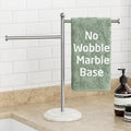 KES Anti Wobble Hand Towel Holder Stand with Weighted Marble Base, F Shape Swivel Countertop Hand Towel Stand for Bathroom, Vanity, Kitchen, Rustproof 18/8 Stainless Steel Brushed Finish, BTH242-2