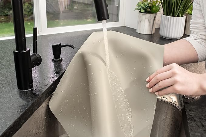 GASARÉ, Set of 2, Extra Large, Thick, Silicone Mats for Kitchen Counter, Heat Resistant Mats, Countertop Protector, Non-Slip, Easy to Clean, 25 x 17 Inches x 1.4mm, Taupe
