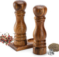 Wooden Salt and Pepper Grinder Set, Manual Salt and Pepper Mill with Ceramic/Stainless Steel Core, Refillable Salt Grinder with External Adjustable Coarseness, 9” Tall (Acacia)