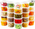 AOZITA 24 Sets 16 oz Plastic Deli Food Containers With Lids, Airtight Food Storage Containers, Freezer/Dishwasher/Microwave Safe, Soup Containers For Takeout Meal Prep Storage