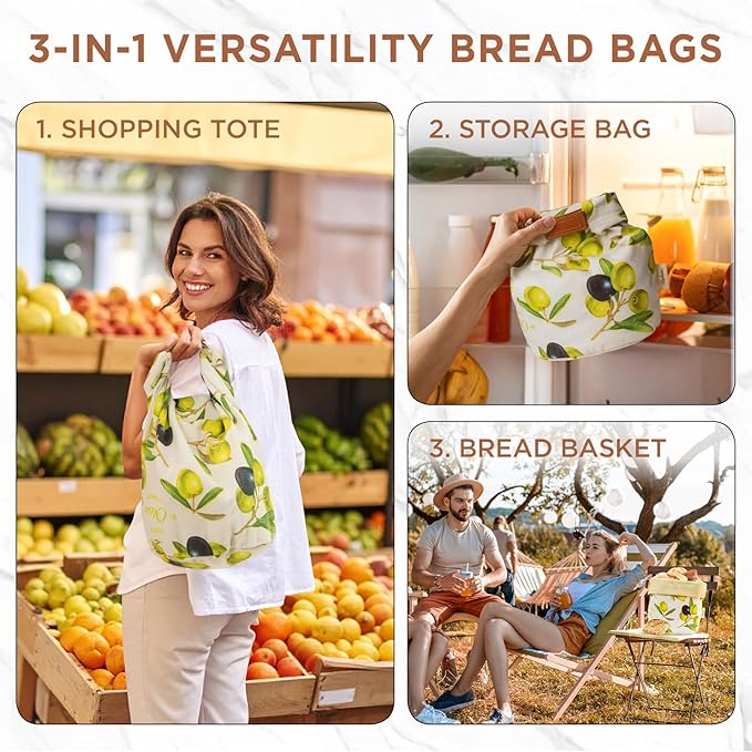Reusable Beeswax Bread Bag for Homemade Sourdough, Natural Sourdough Bread Storage Bags, Keep Fresh, Bakery Essentials | Breathable material, Freezer safe, Reusable, Durable, Extra-large