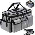 Extra Large Cleaning Caddy Bag with Rigid Support Board, Cleaning Organizer Tote with Detachable Divider, Adjustable Shoulder Strap & Waist Belt, Cleaning Supply Carrier for Cleaners & Housekeepers