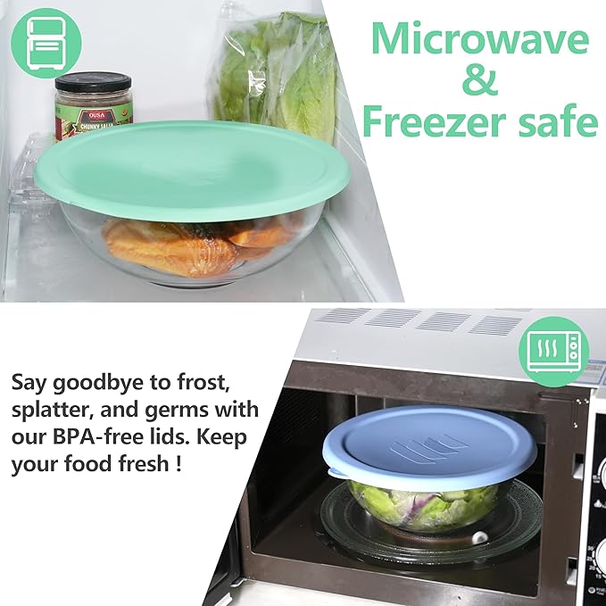 Silicone Replacement Lids for Pyrex Smart Essentials Prepware 326 Rimmed Glass Mixing Bowl, Food Grade Silicone, Sturdy & Durable Cover, Dishwasher & Microwave Safe - 1 Pack