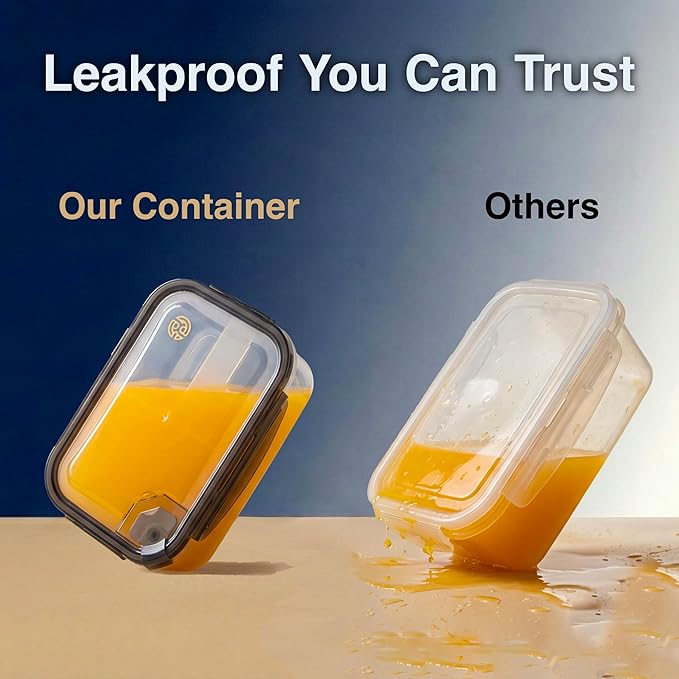 BPA-Free Plastic Airtight Food Storage Containers with Vented Lids, 2-Pack (5.9 Cups Each) for Meal Prep and Leftovers