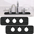 Teenyyou 2 Pcs Faucet Mat for Kitchen Sink Splash Guard for Kitchen Sink Faucet Dish Drying Mat for Bathroom Sponge Holder(Black,3 Round Holes)