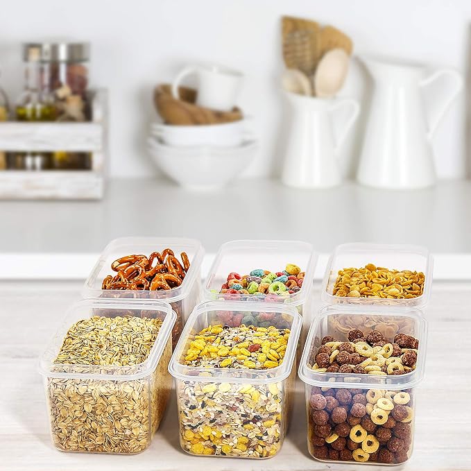 Wildone Cereal & Dry Food Storage Container Set of 16 [0.8L /3.38 Cups] for Sugar, Flour and Baking Supplies, Airtight Leak-proof & BPA Free, with 20 Labels & 1 Marker