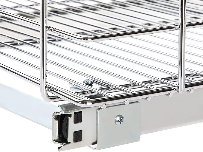 Home Zone Living Pull Out Kitchen Cabinet Organizer with Slide Out Drawer for Space Saving Storage, 17” W x 21” L