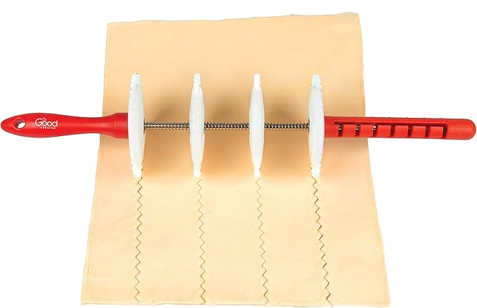 Adjustable Rolling Pastry Wheel Cutter with 4 Interchangeable Fluted, Lattice, and Straight Slicers - 7 Width Adjustments for Accurate Measurements -Dishwasher Safe- Great for Baking Cookies & Dessert