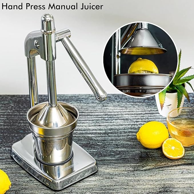 Cast Iron Juicer Hand Press, Cast Iron Juicer, Effective Stainless Steel Manual Juice, Heavy Duty Hand Press Juice Extractor for Fresh Lemonade Orange, Easy to Use, Home and Kitchen Essentials