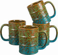 Coffee Mugs Set of 4,12 Oz Coffee Cups Ceramic, Perfect for Office Family Gatherings - Dishwasher and Microwave Safe (4, Green and Blue)
