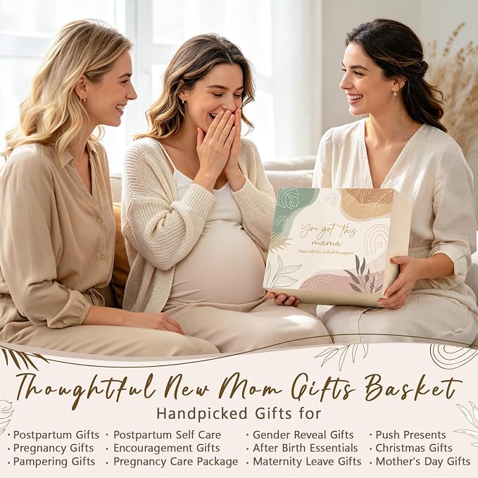 New Mom Gifts for Women Care Package, Postpartum Gifts for New Mom After Birth Essentials Kit, Pregnancy Gifts for Expecting Pregnant First Time Mom To Be Gift Basket, Gender Reveal Gift Push Presents