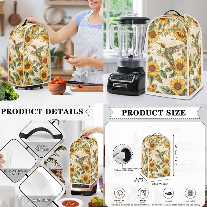 Hummingbird Blender Dust Cover & Bread Maker Toaster Cover - Sunflower Kitchen Small Appliance Dustproof Accessories
