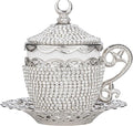 Alisveristime Gelincik Crystal Turkish Coffee Cup and Saucer, 1 Cup (Silver)