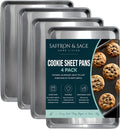 Commerical Quality Cookie Sheet Pan - 4 Pack Aluminum Half Sheet Baking Pan by Saffron & Sage Home Living - This 18x13 Baking Sheet Set is Rust & Warp Resistant, Heavy Duty, of Thick Gauge