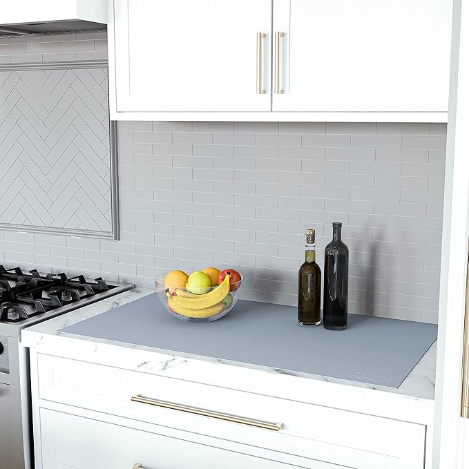 GASARÉ, Extra Large, Thick, Silicone Mat for Kitchen Counter, Heat Resistant Mat, Countertop Protector, Non-Slip, Easy to Clean, Cuttable, 40 x 23.5 Inches, Gray
