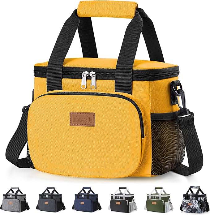 Lifewit Medium Lunch Bag, Insulated Lunch Box, Soft Cooler Cooling Tote for Adult Men Women, Orange 12-Can (9L)