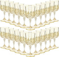 Sliner 48 Pcs 7oz Plastic Vintage Wine Glasses Drinking Goblets Unbreakable Crystal Water Glassware Reusable Diamond Champagne Flutes Cups for Wedding Banquet Birthday Party Supplies (Gold Glitter)