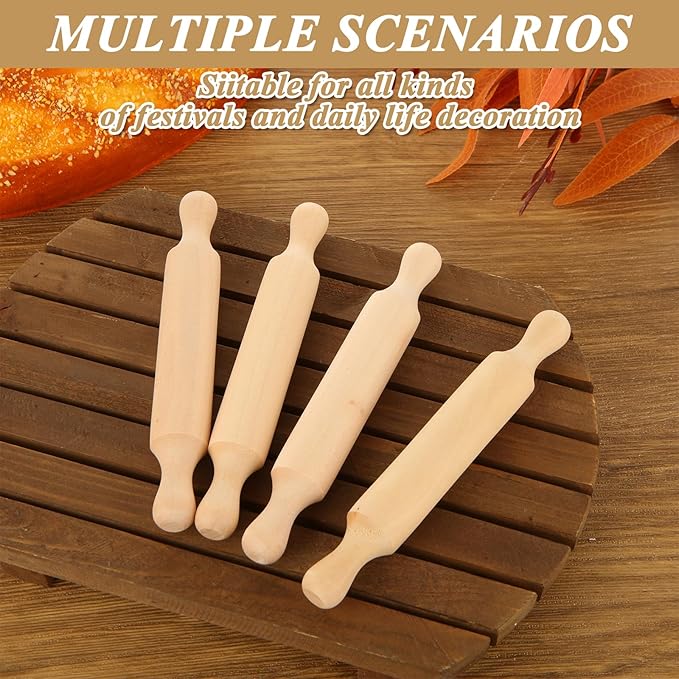 WOPPLXY 50 Pcs Mini Rolling Pin, 5.5 Inches Wooden Rolling Pins, Mini Rolling Pins Bulk, Mini Wood Rolling Pin for Home Kitchen Fondant Pastry Pizza Baking and Crafting